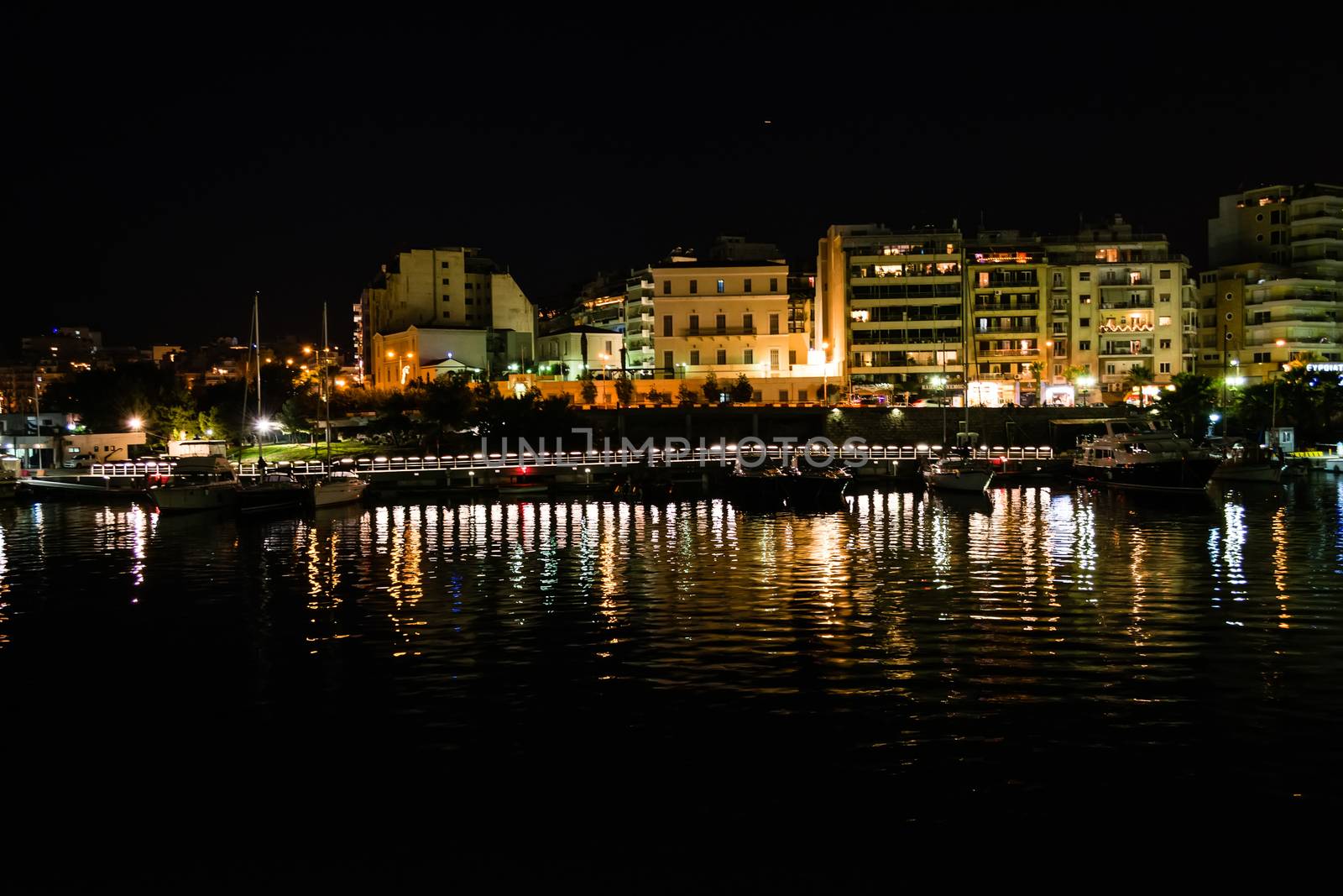Piraeus Marina port in the night by ankarb