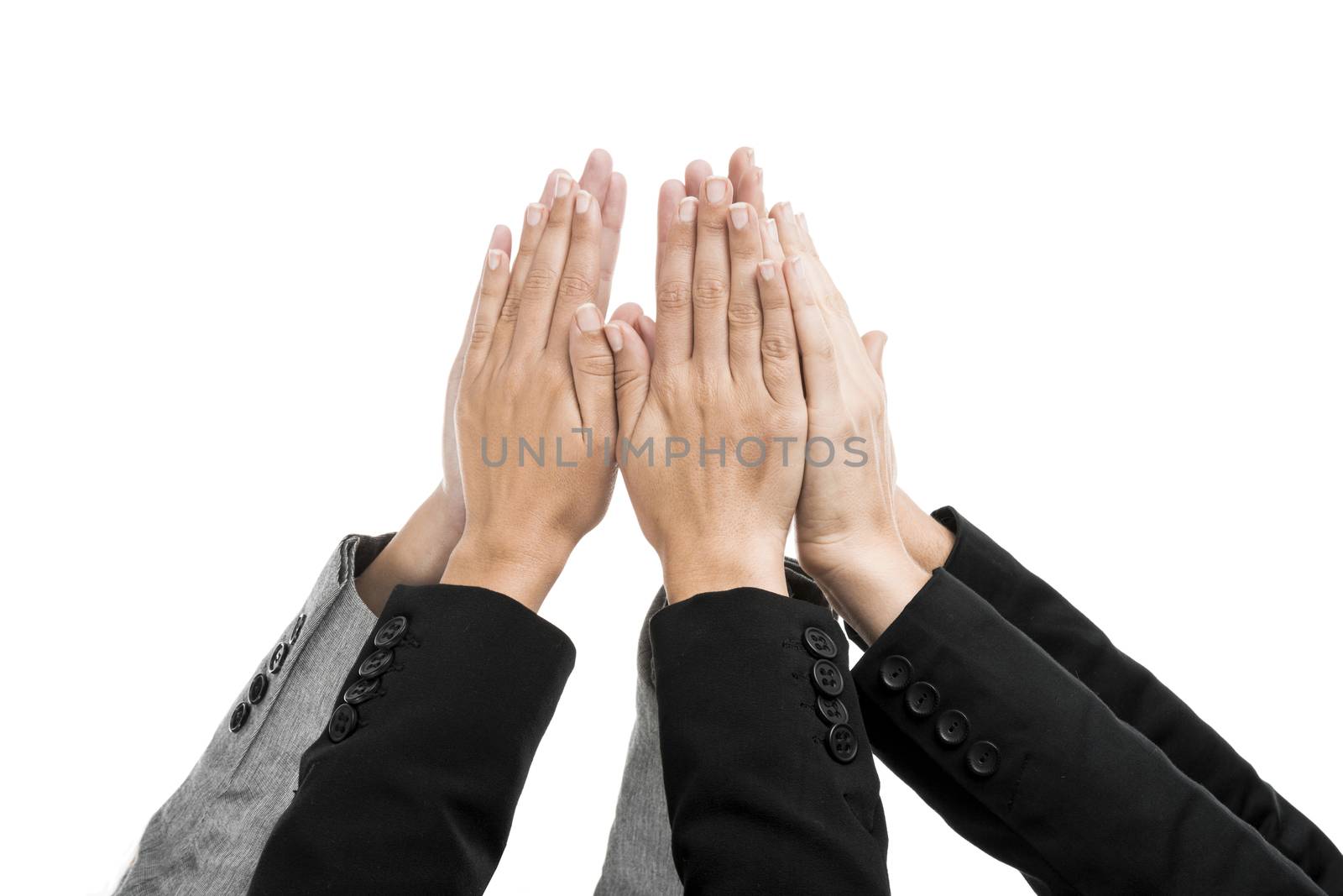 Sucess concept with hands on air isolated over a white background 