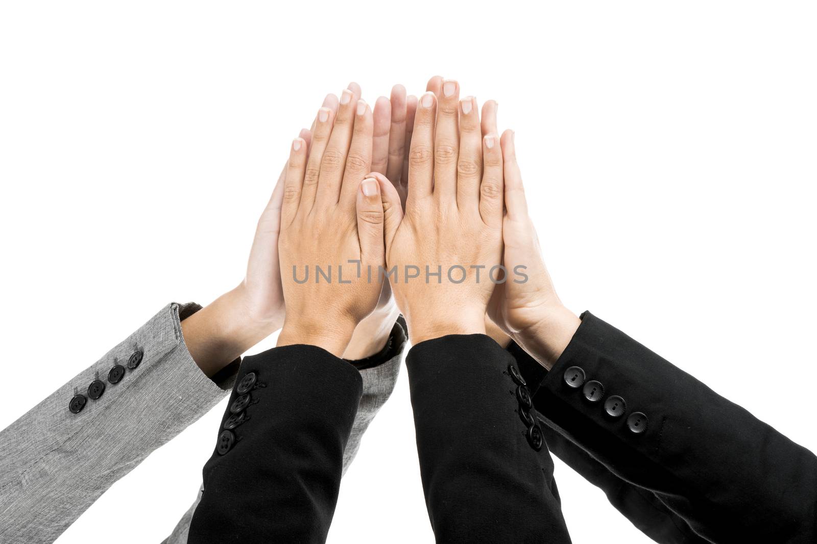 Sucess concept with hands on air isolated over a white background 