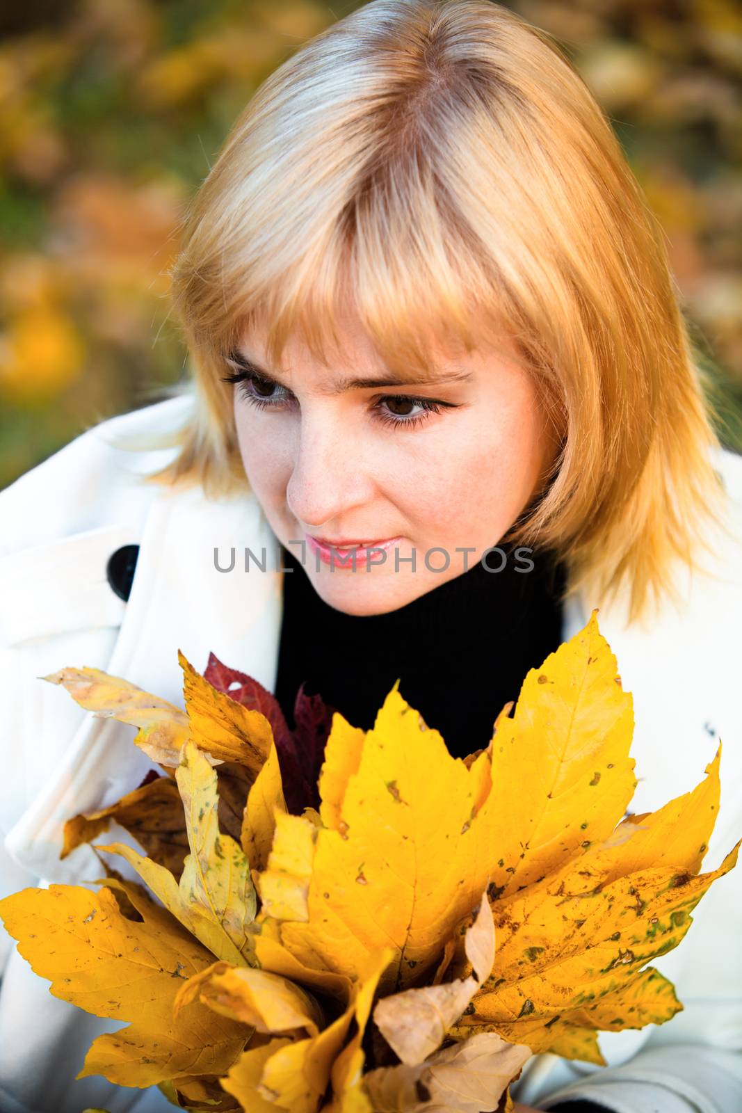 portrait of pretty woman in autumn park by Anpet2000