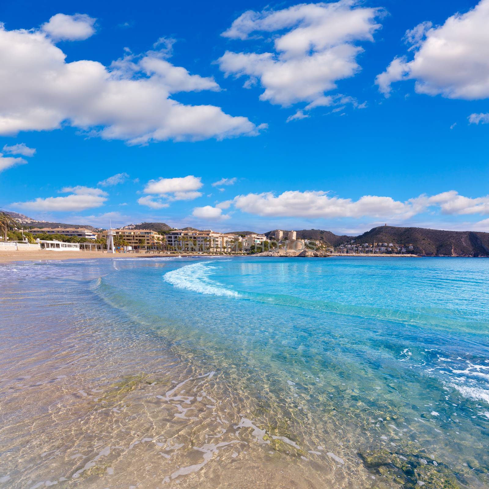 Moraira Playa la Ampolla beach in Teulada Alicante at Mediterranean Spain