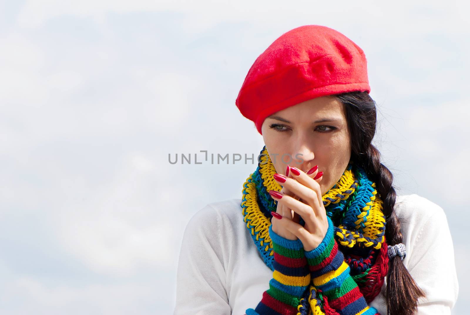 The girl in a red beret against the sky  by Anpet2000