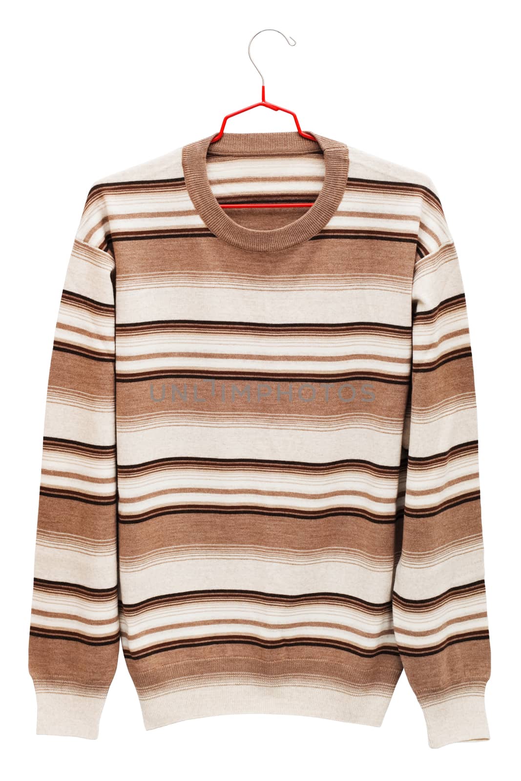 warm striped sweater on a white background