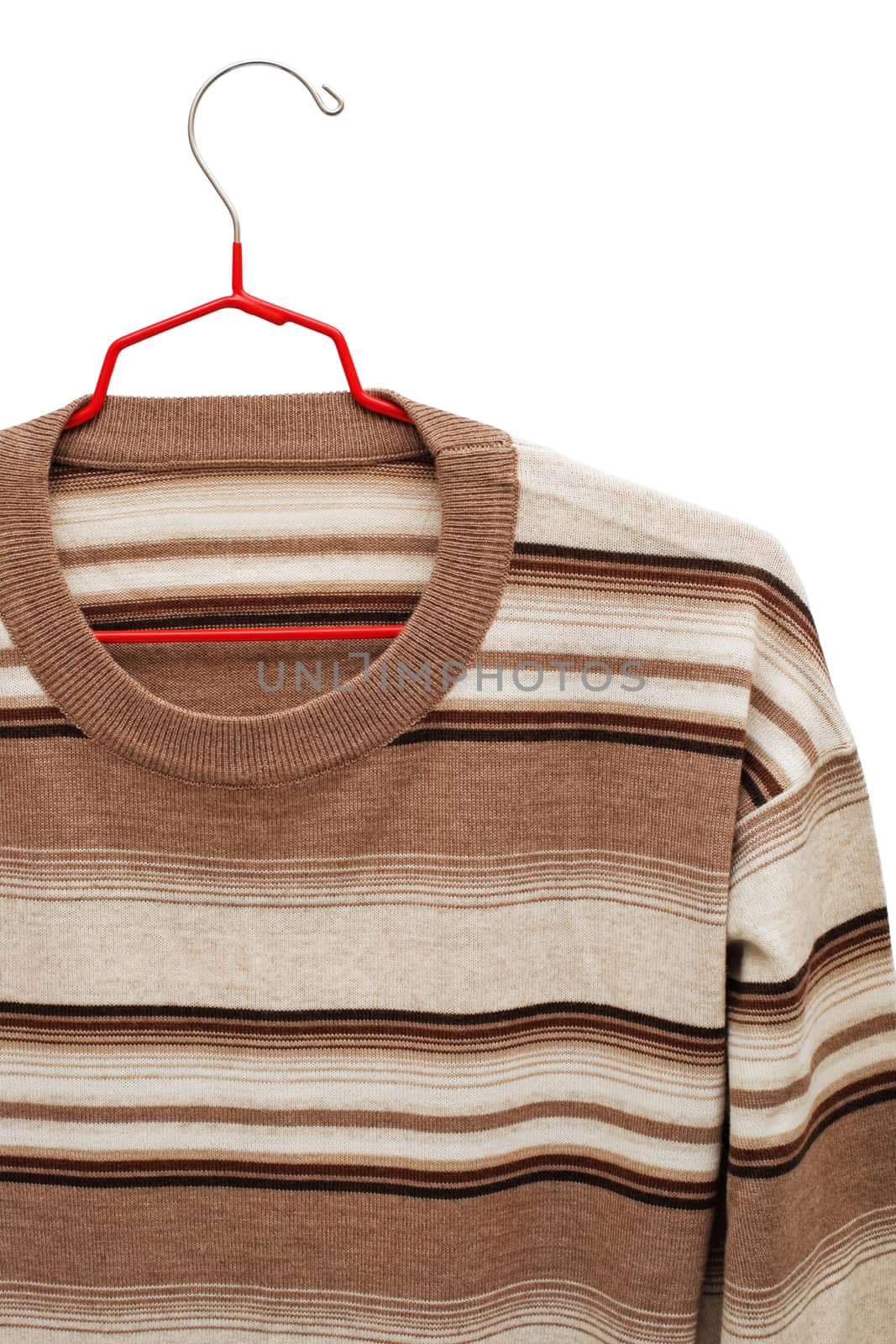 warm striped sweater on a white background
