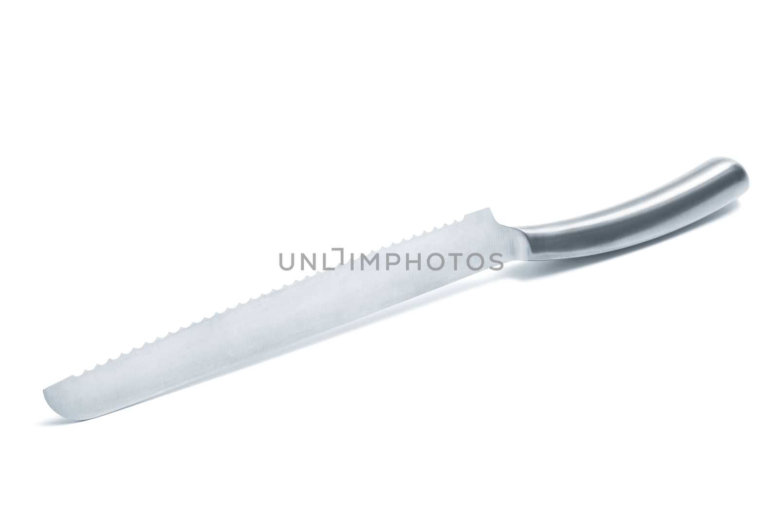 Modern bread knife on a white background