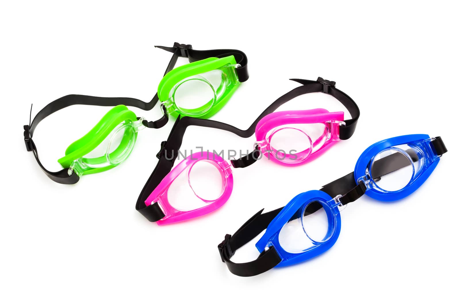 goggles for swimming on a white background