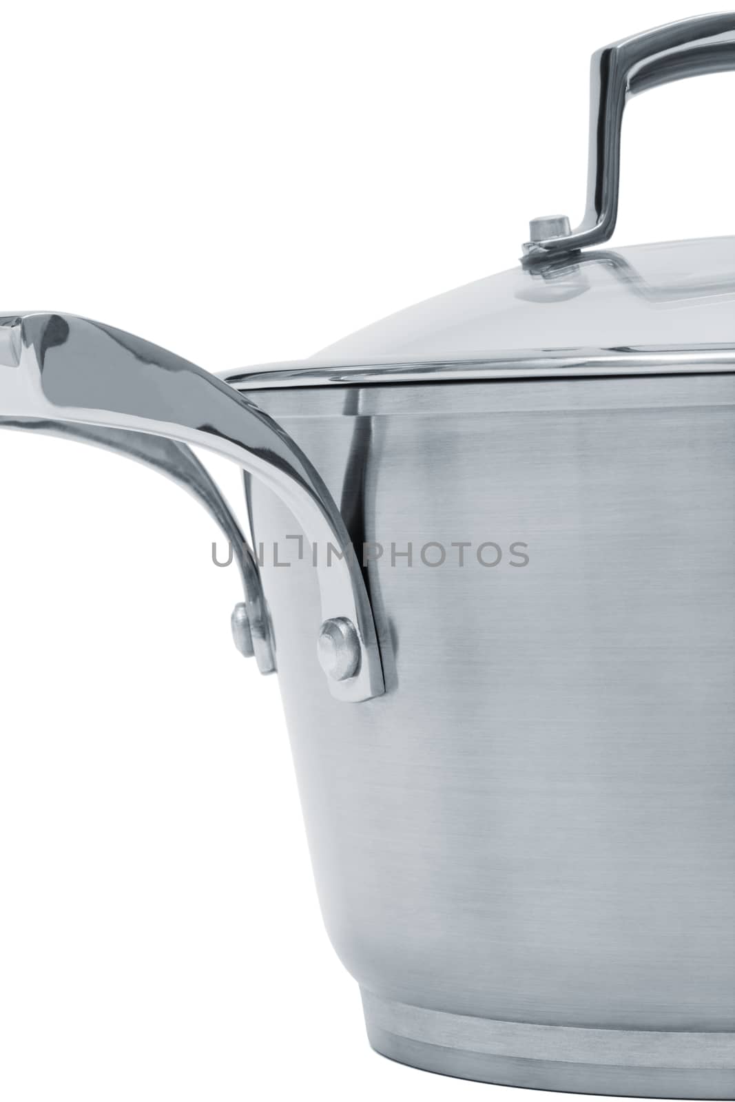 Modern steel saucepan on a white background  