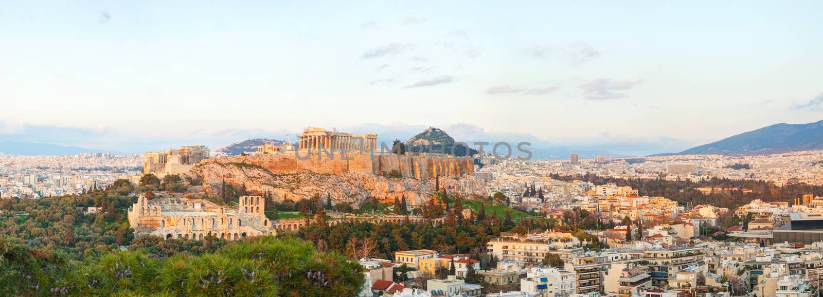 Acropolis in the morning after sunrise in Athens, Greece