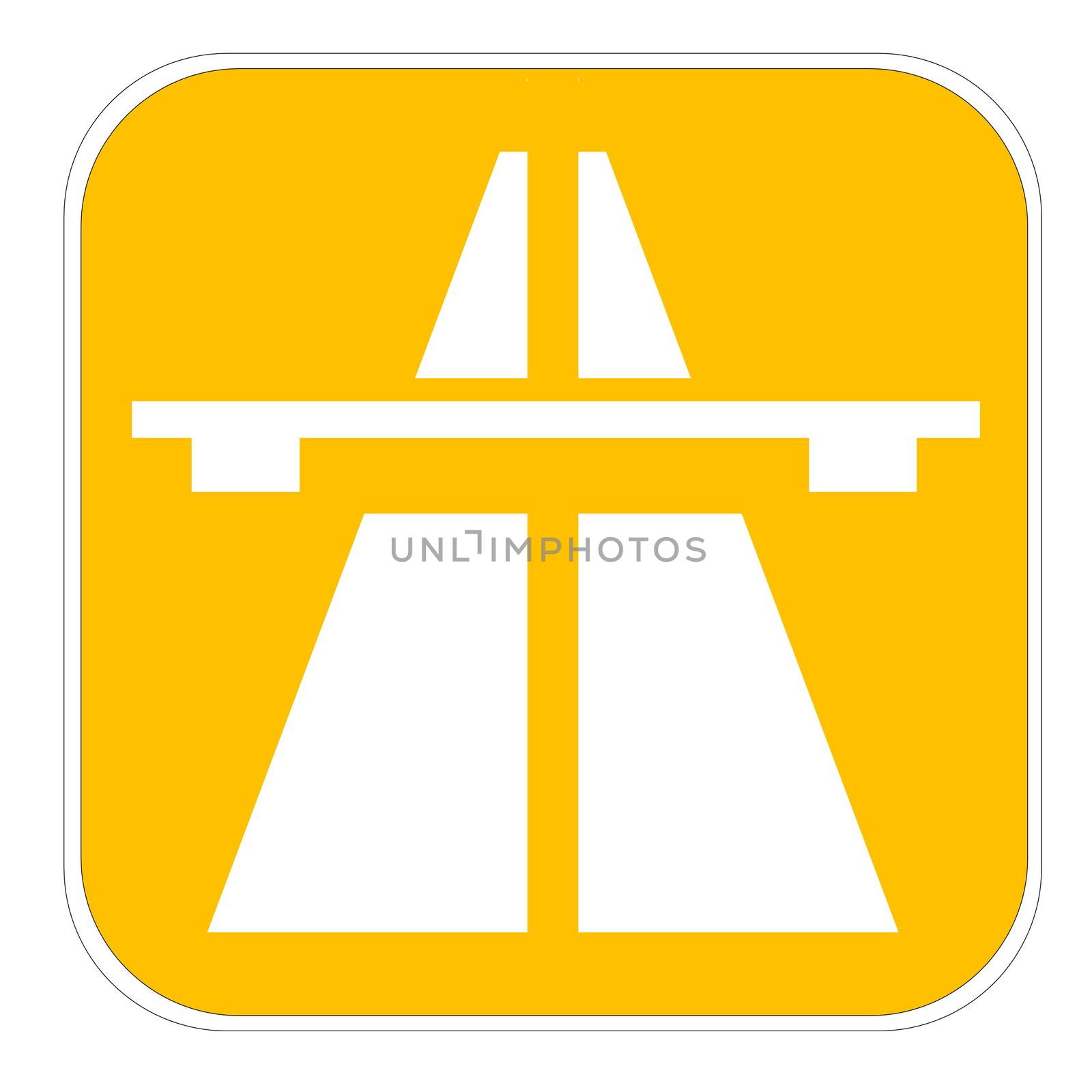 Yellow european highway icon isolated in white background
