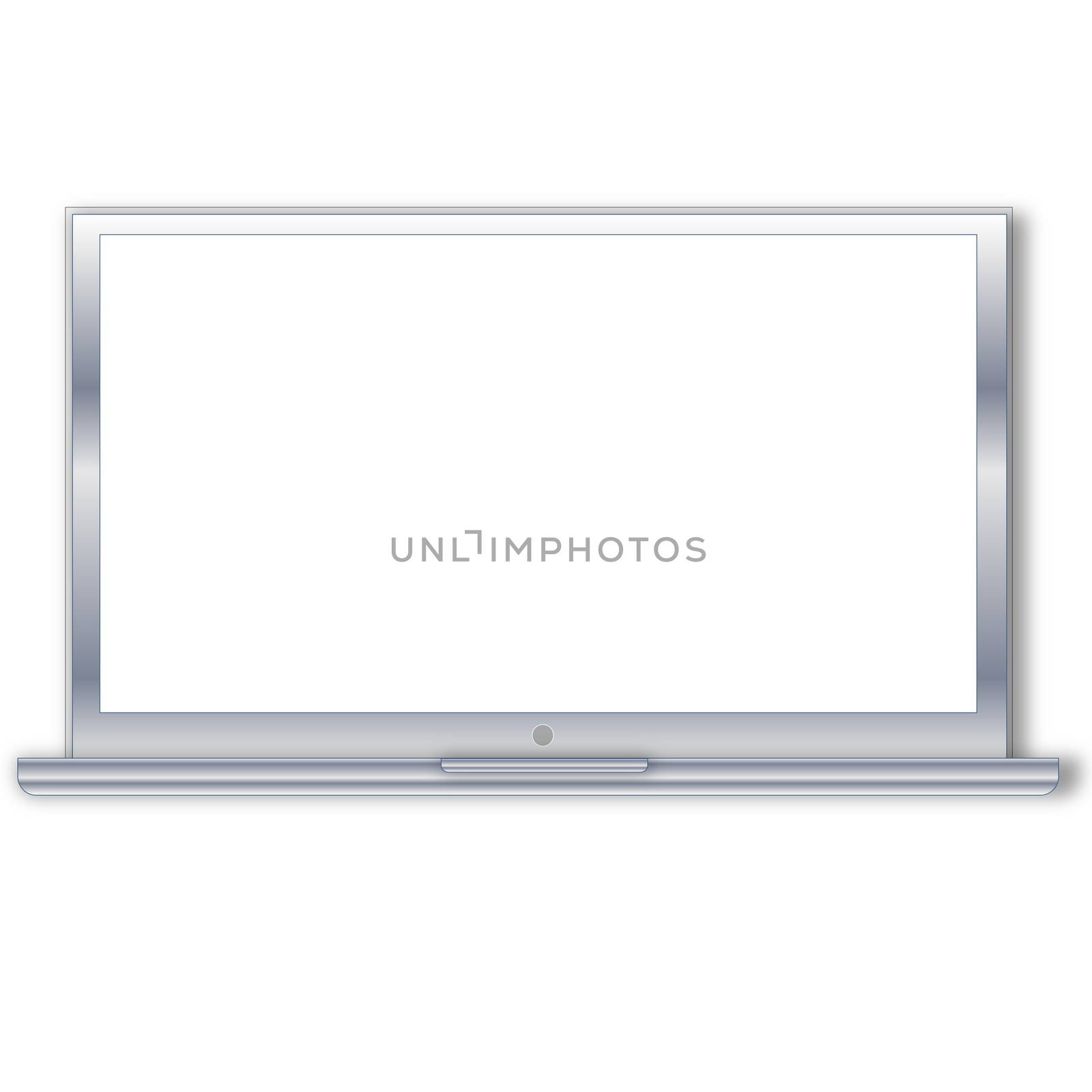 Single grey laptop isolated in white background