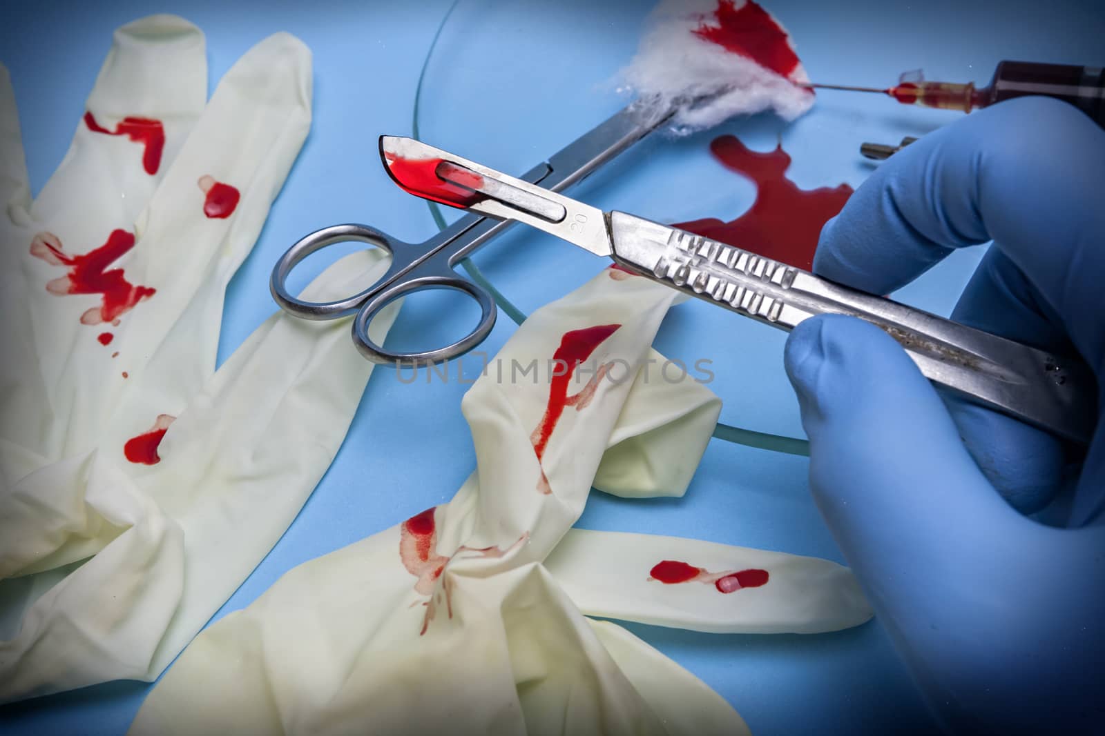 Surgical background, instruments during a surgical procedure
