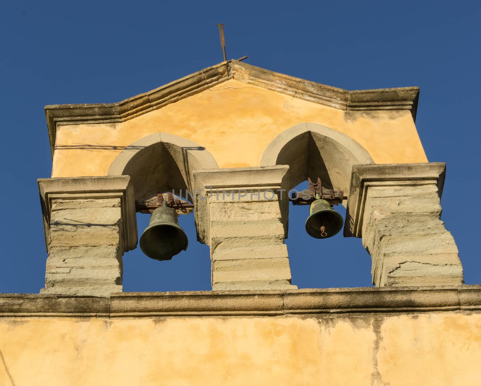 Bells in the bell tower of a small country church