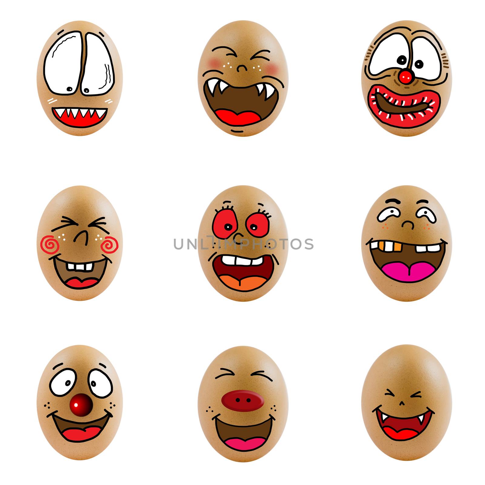 collection of eggs with happy face by rakratchada