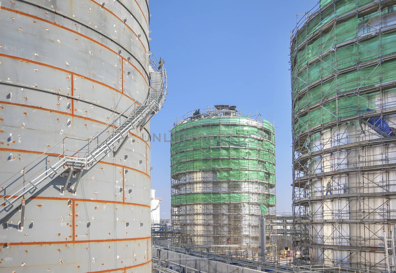 Chemical tank Storage in industrial construction yard