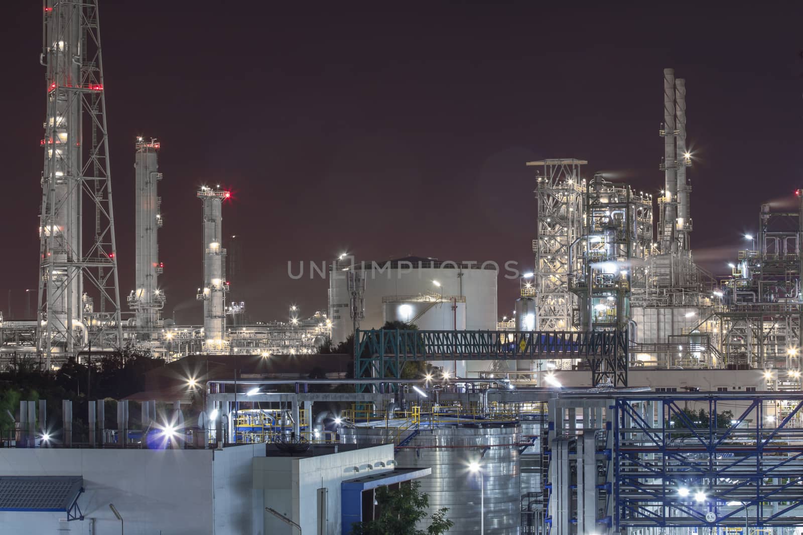 Oil and chemical Petroleum plant in night time 