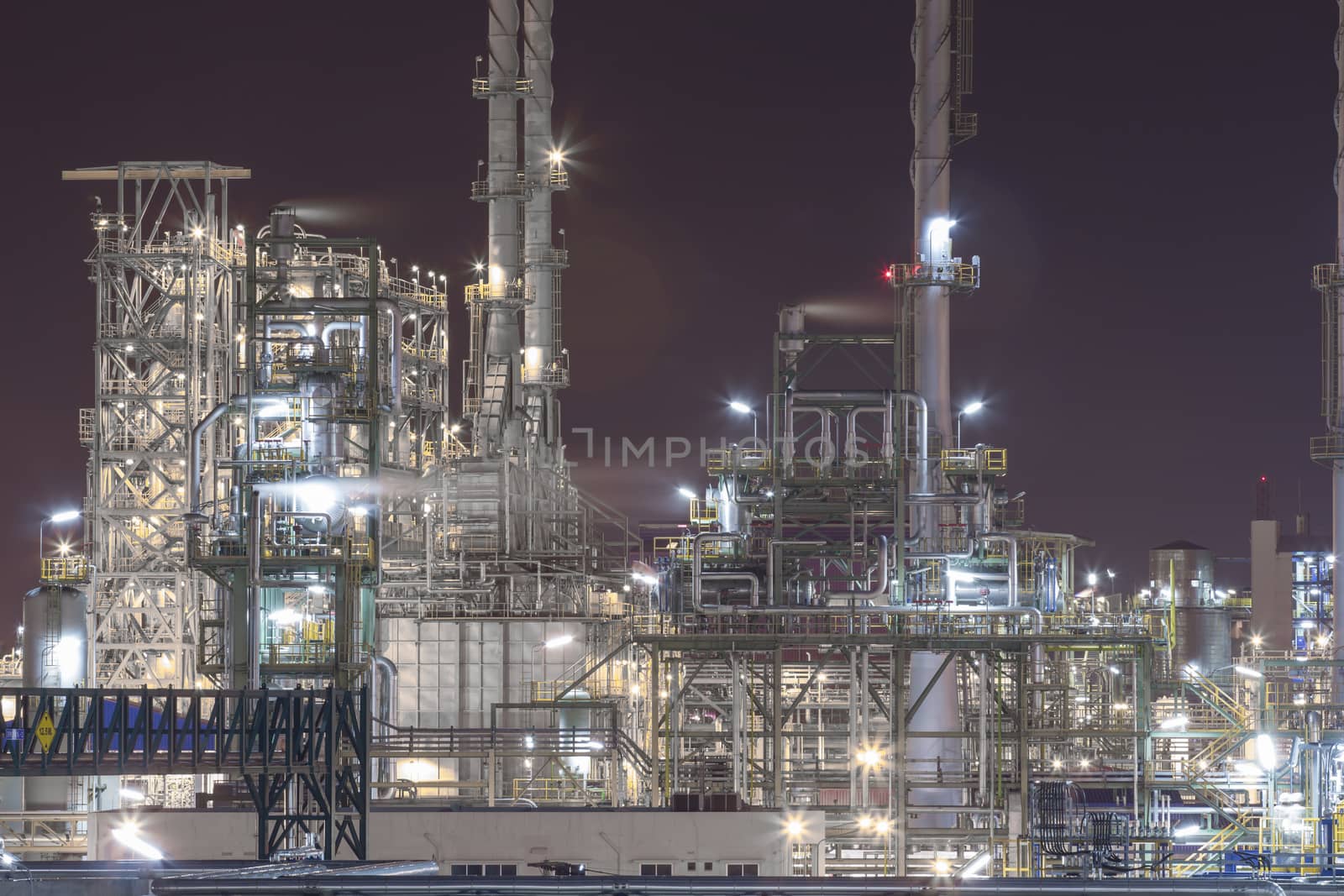 Oil and chemical Petroleum plant in night time 