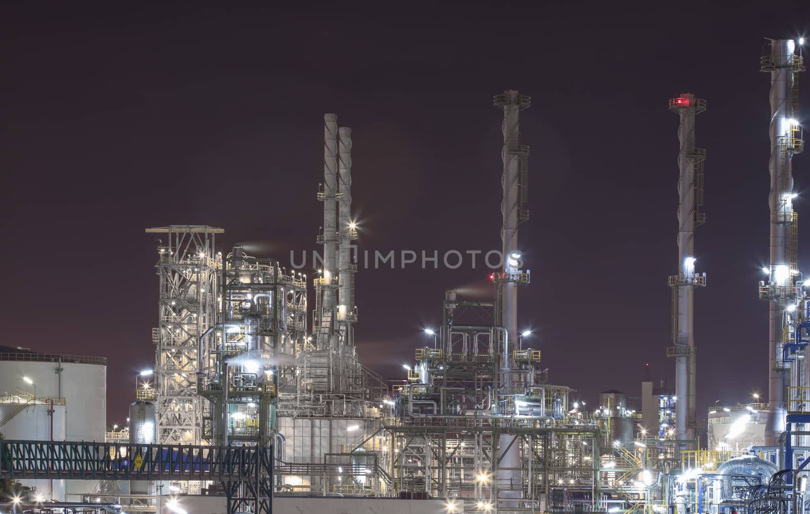 Oil and chemical Petroleum plant in night time 