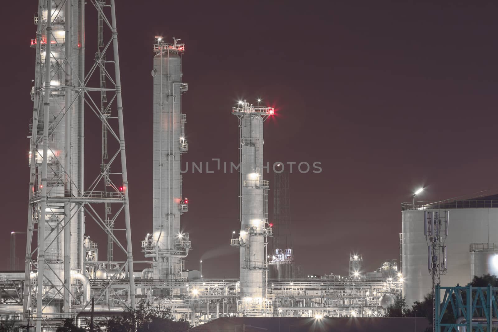 Oil and chemical Petroleum plant in night time 