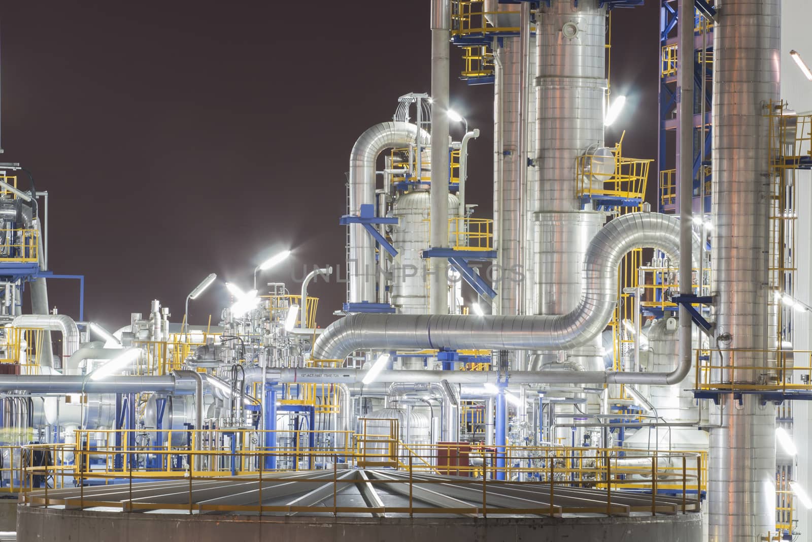 Oil and chemical Petroleum plant in night time 