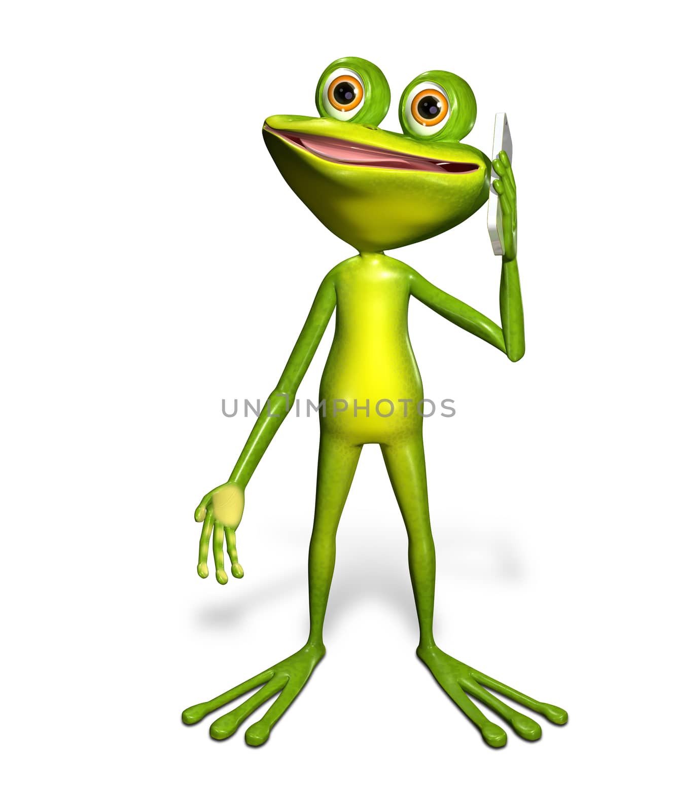 abstract illustration of the green frog with a smartphone