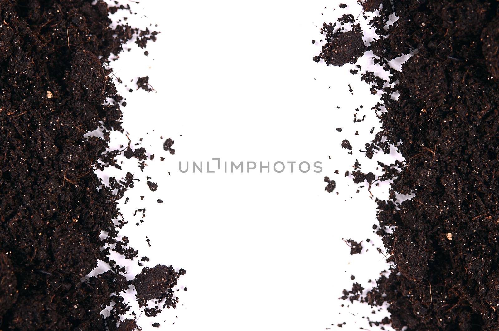 Black ground closeup isolated on white background