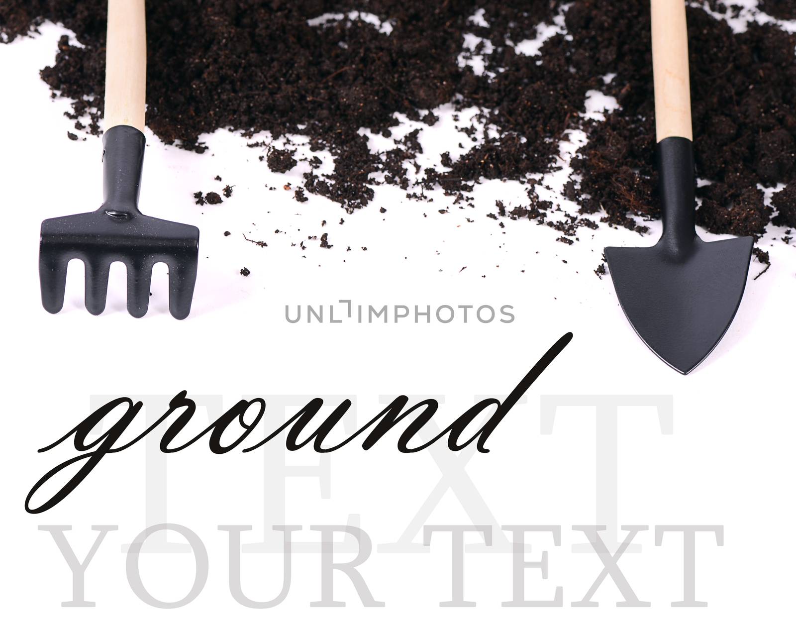 Black ground closeup isolated on white background