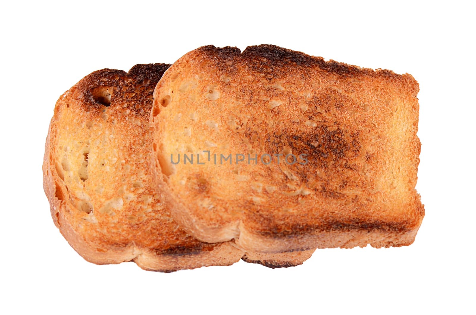 Toast fried closeup isolated on white background