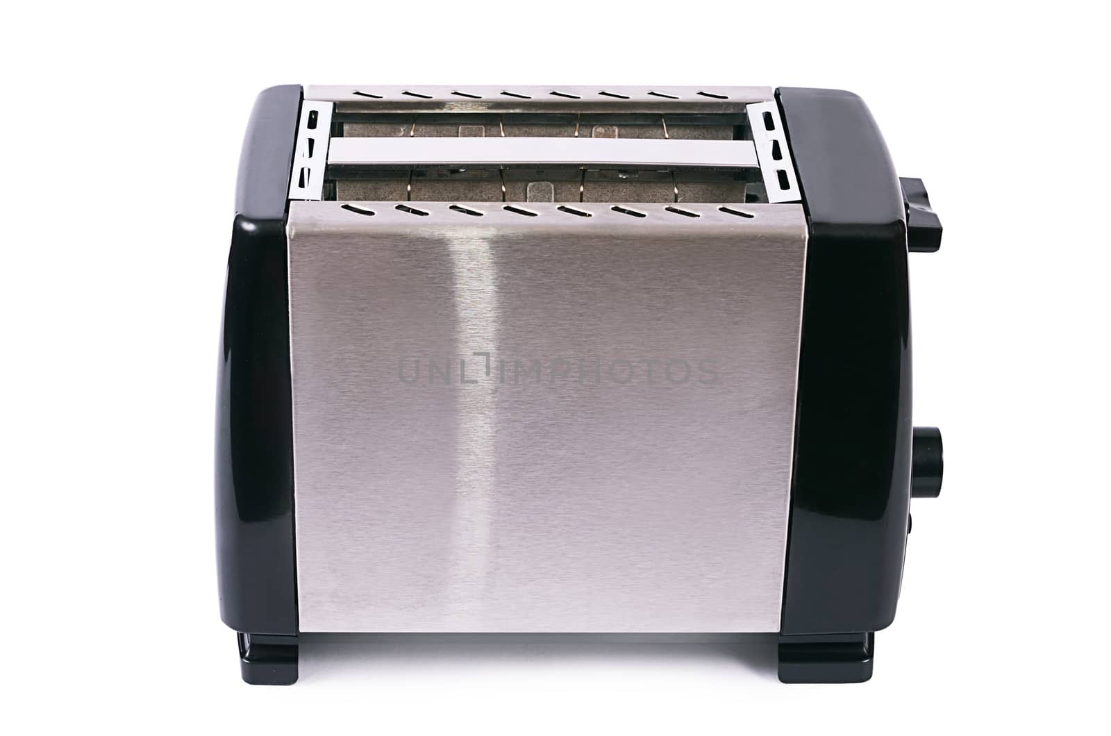 The silver toaster isolated on white background