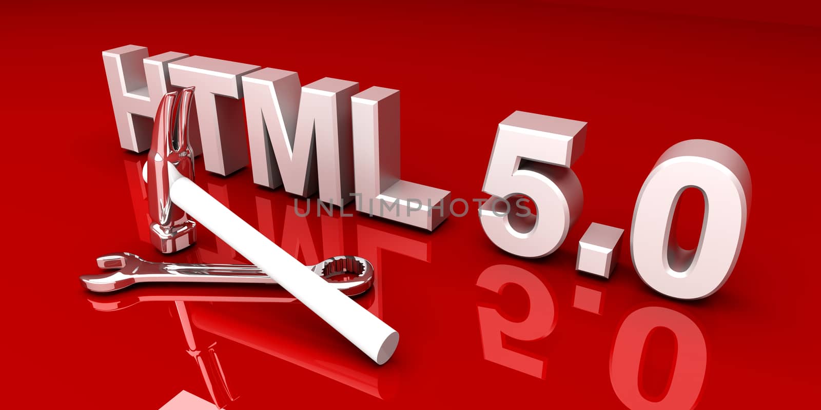 HTML 5.0 tools. 3D rendered Illustration.