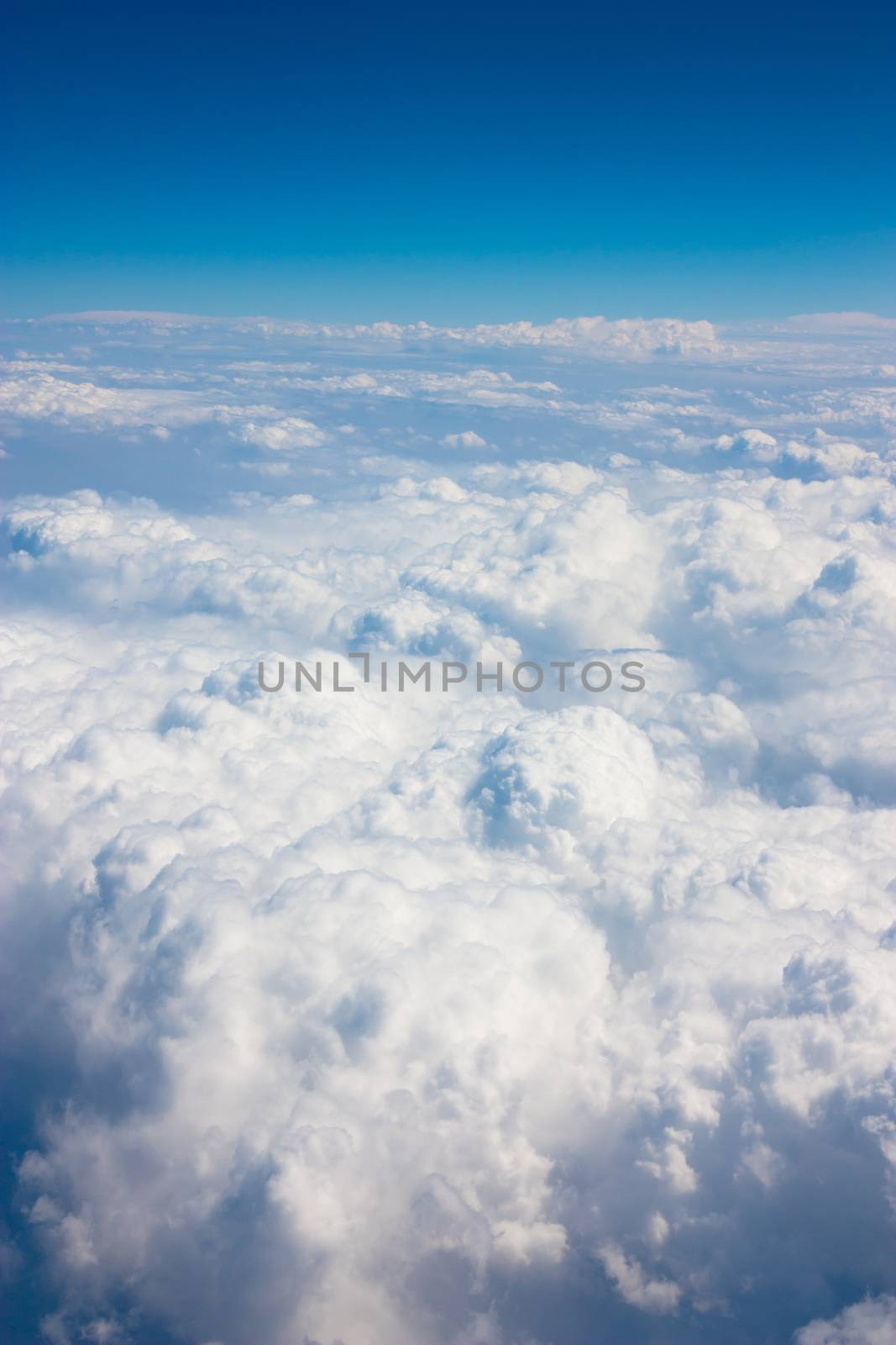 Top view of clouds from airplane