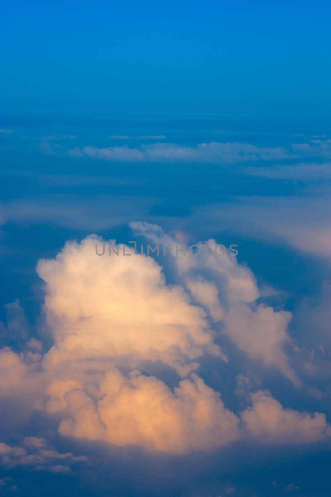 Top view of clouds from airplane