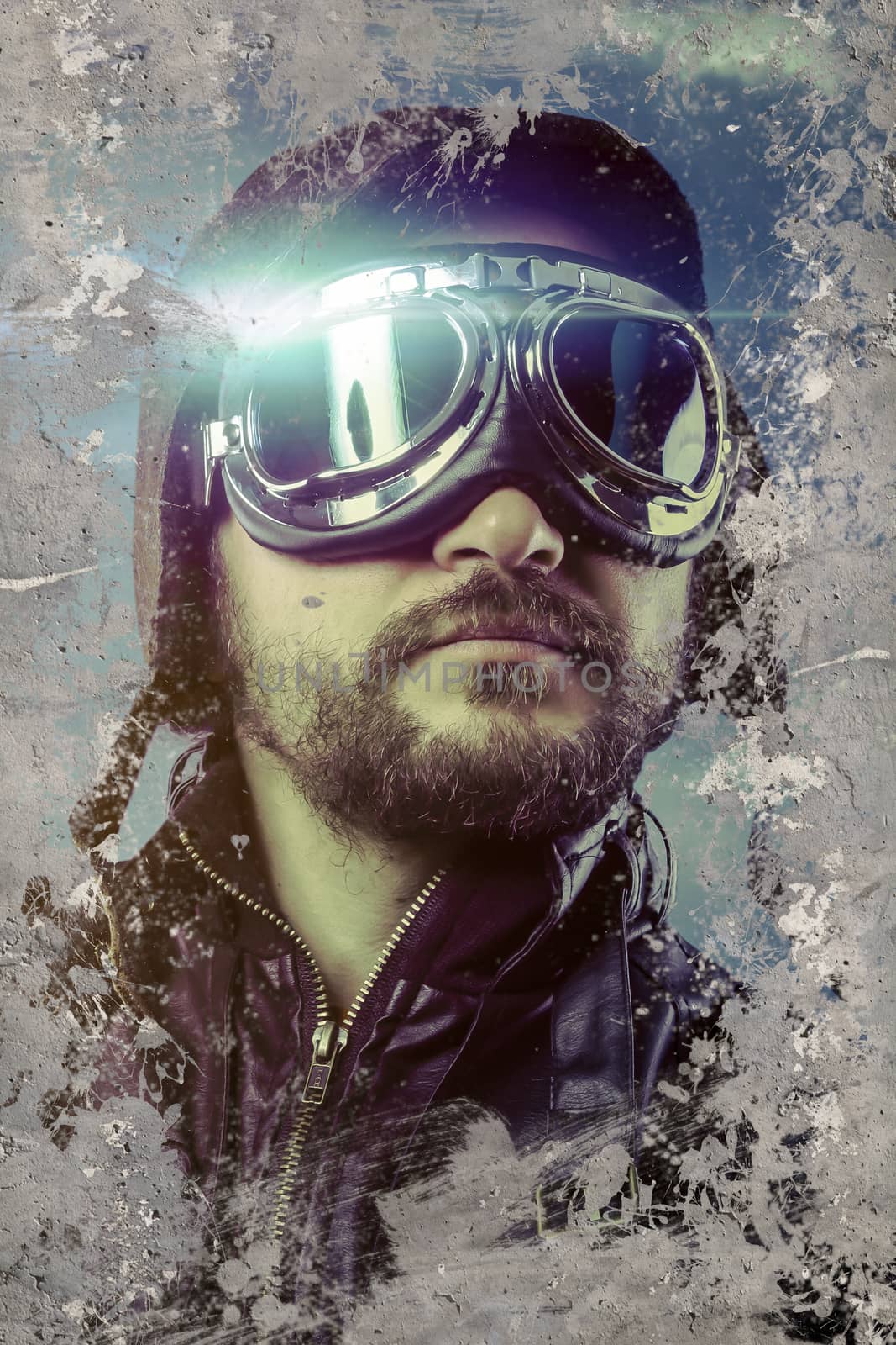 Sexy and proud pilot era, man over textured background by FernandoCortes