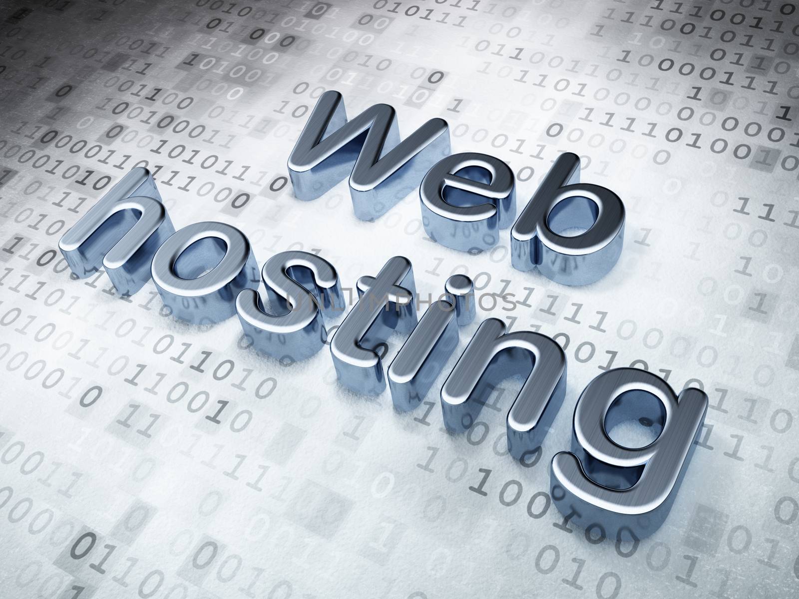 SEO web design concept: Silver Web Hosting on digital background by maxkabakov