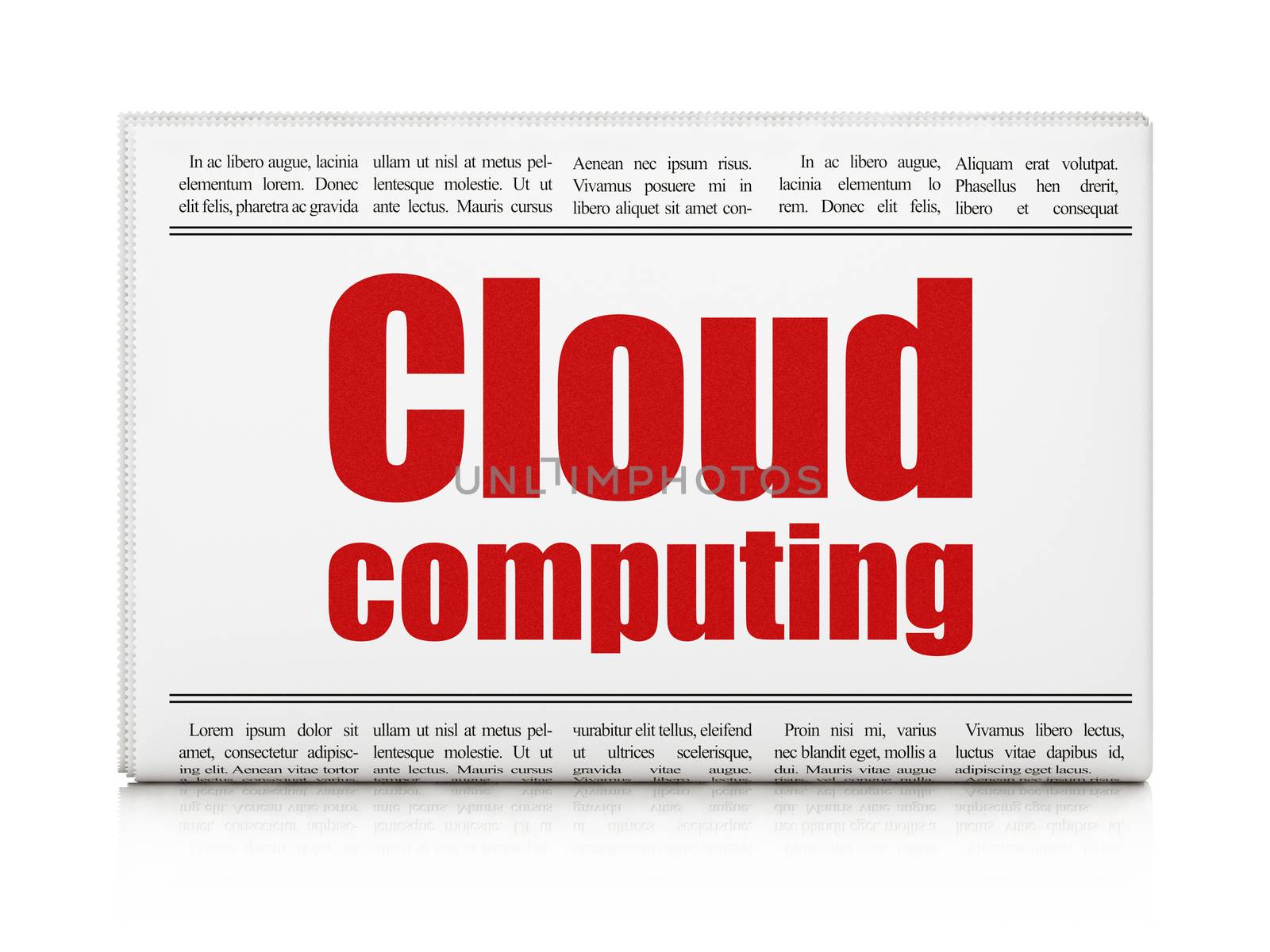Cloud technology concept: newspaper headline Cloud Computing on White background, 3d render
