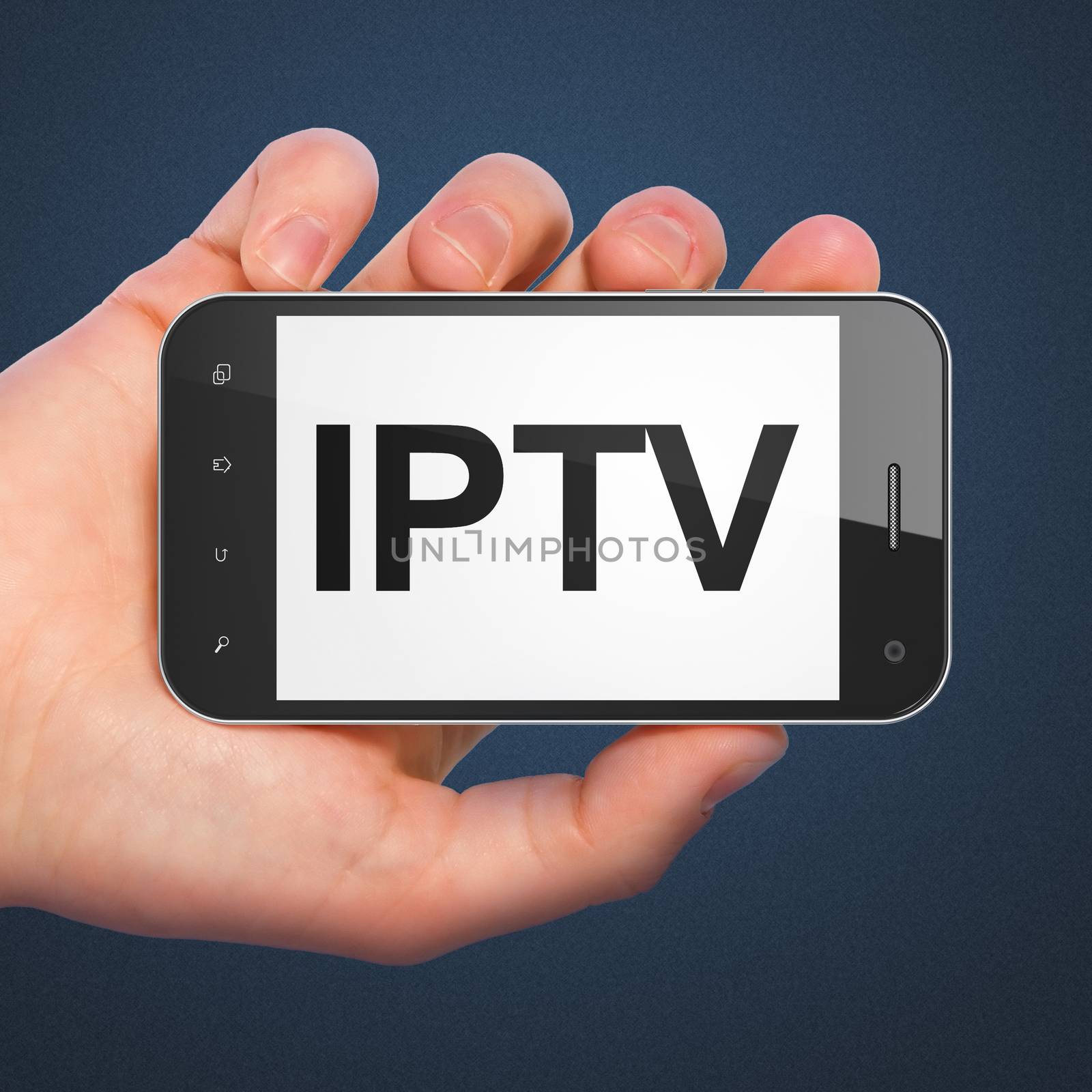 SEO web design concept: IPTV on smartphone by maxkabakov