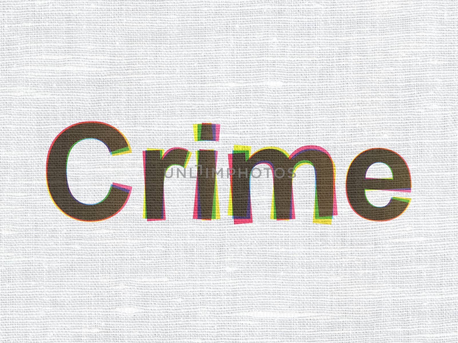 Security concept: CMYK Crime on linen fabric texture background, 3d render