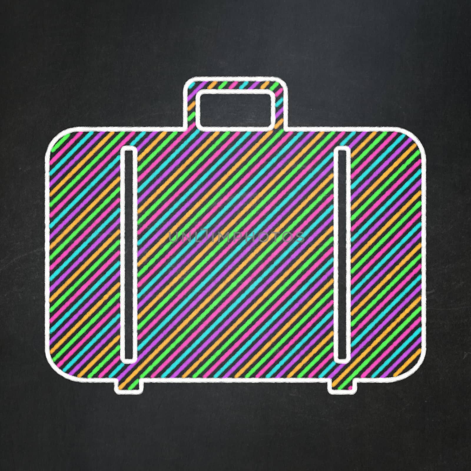 Vacation concept: Bag on chalkboard background by maxkabakov