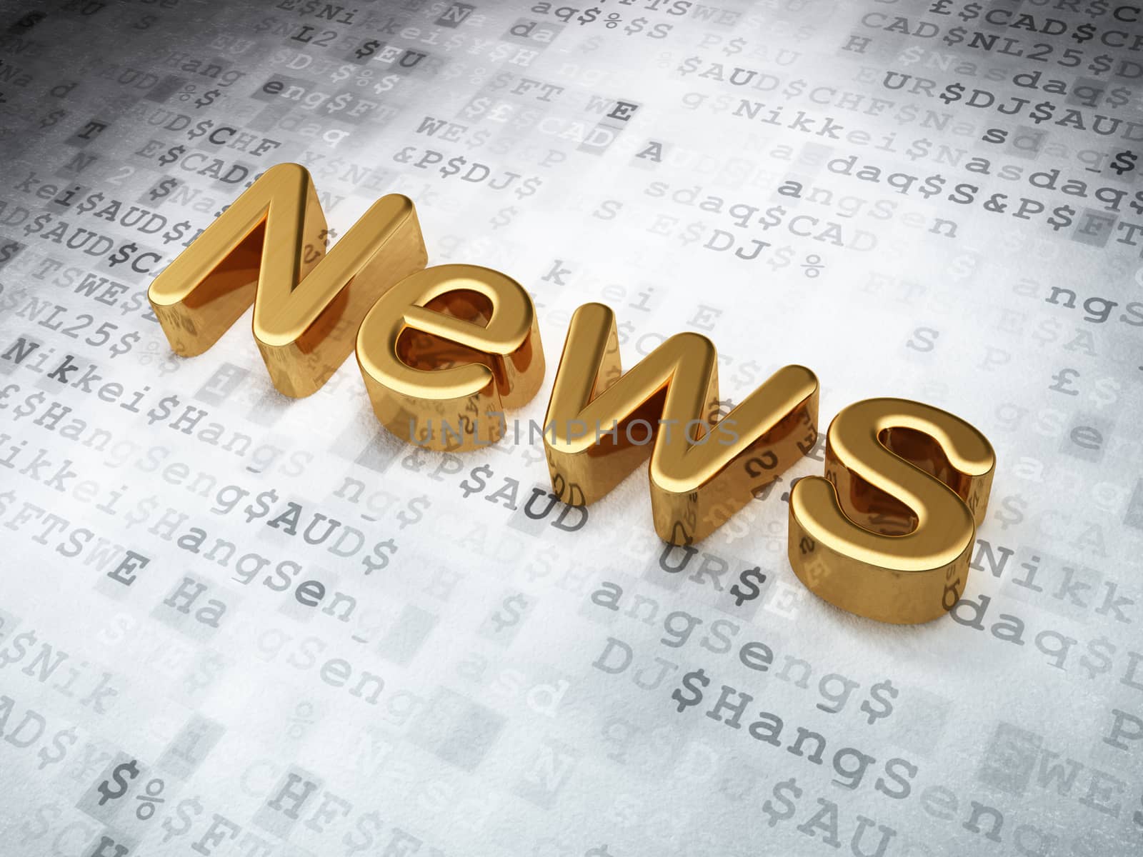 News concept: Golden News on digital background, 3d render