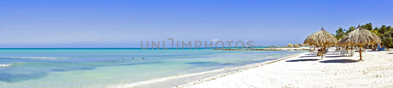Panorama from Palm beach on Aruba island