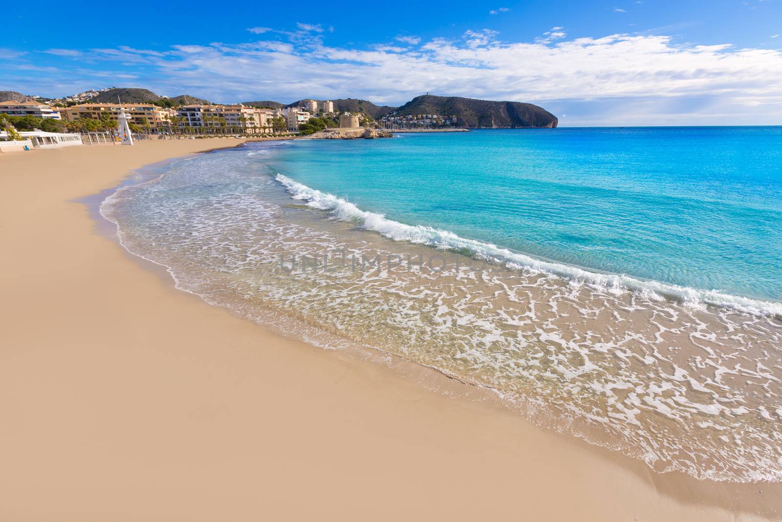 Moraira Playa la Ampolla beach in Teulada Alicante at Mediterranean Spain