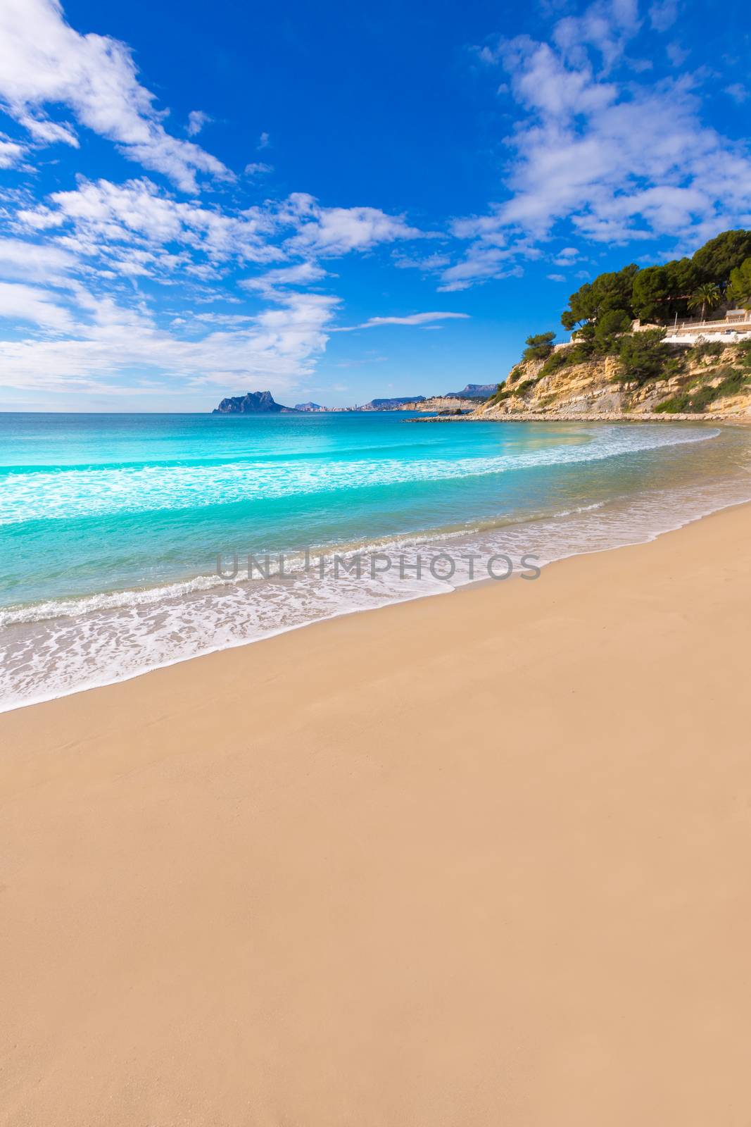 Moraira playa El Portet beach turquoise water in Teulada Alicante Spain