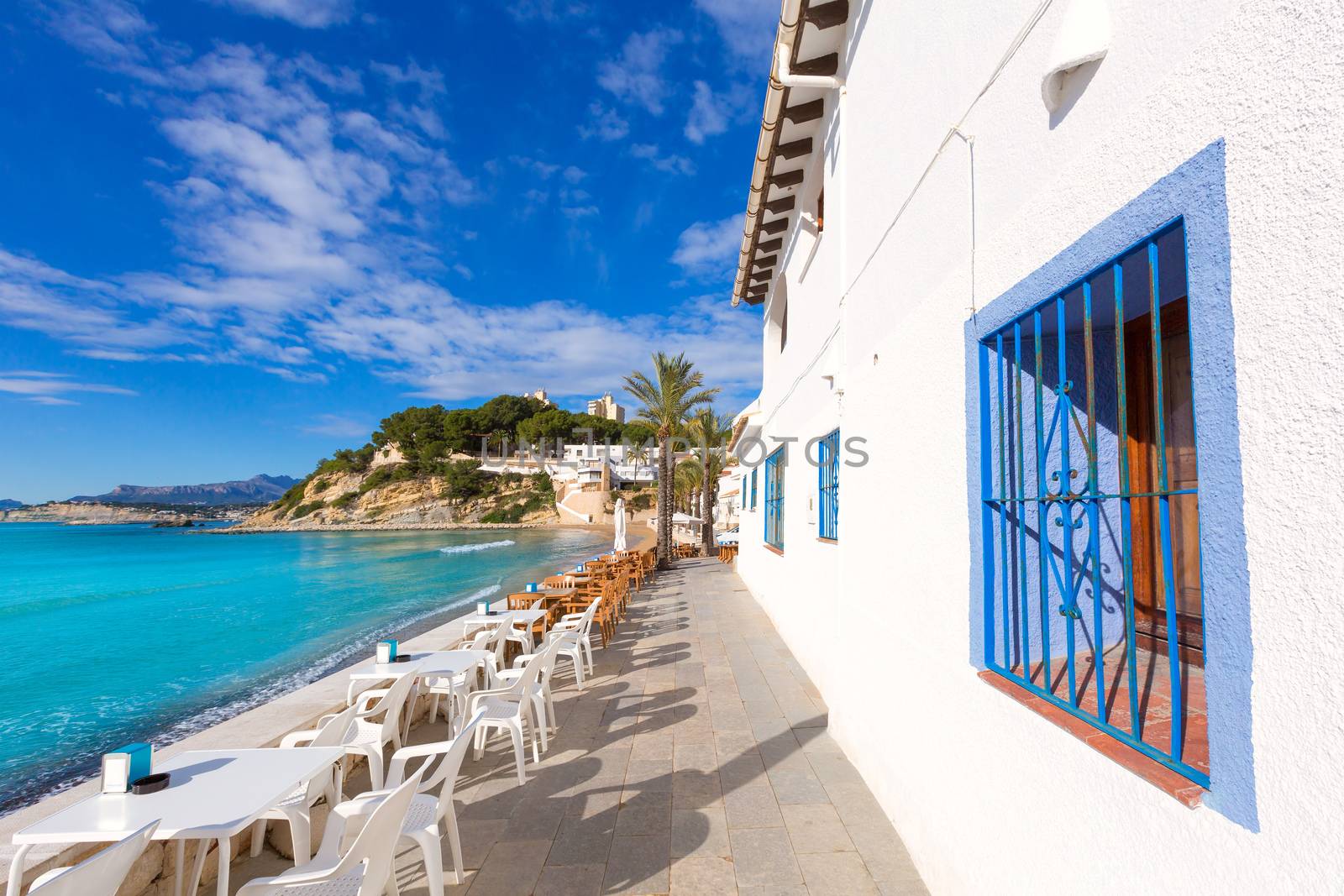 Moraira playa El Portet beach turquoise water in Teulada Alicante Spain