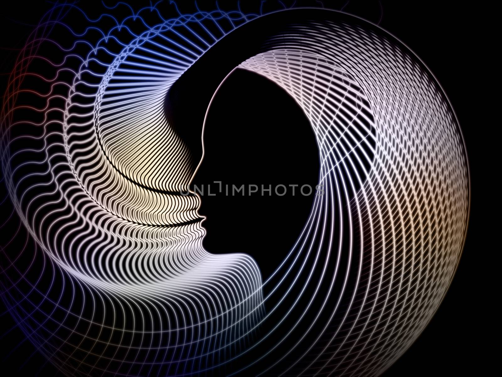 Geometry of Soul series. Visually attractive backdrop made of profile lines of human head suitable as element for layouts on education, science, technology and graphic design