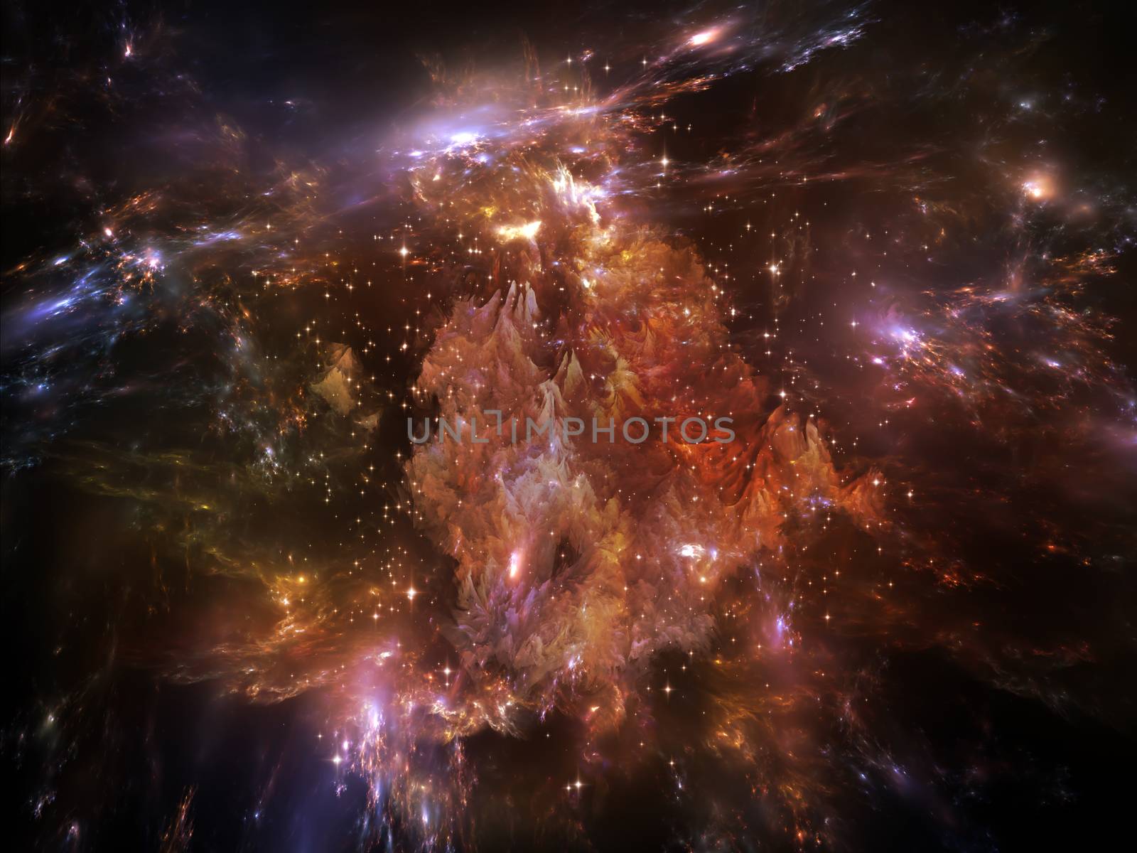 Universe Is Not Enough series. Backdrop composed of fractal elements, lights and textures and suitable for use in the projects on fantasy, science, religion and design