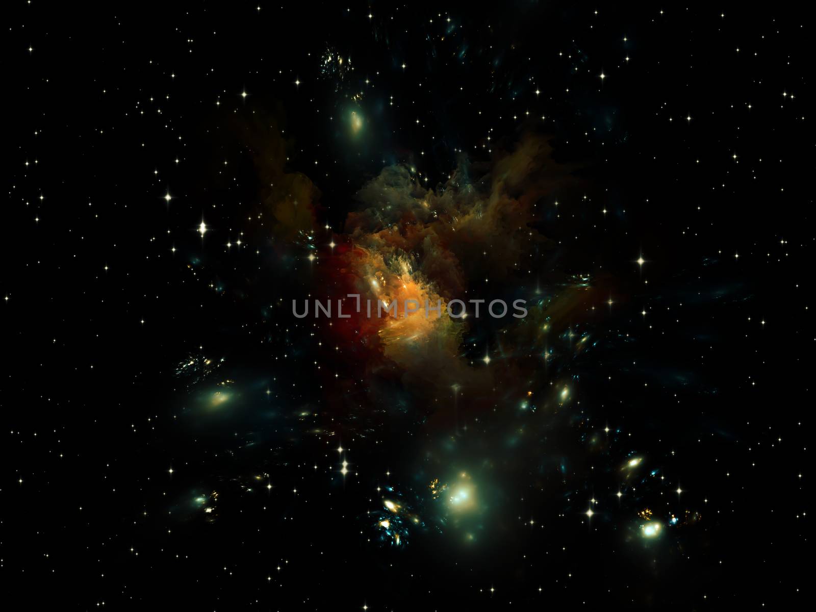 Universe Is Not Enough series. Graphic composition of fractal elements, lights and textures to serve as complimentary design for subject of fantasy, science, religion and design