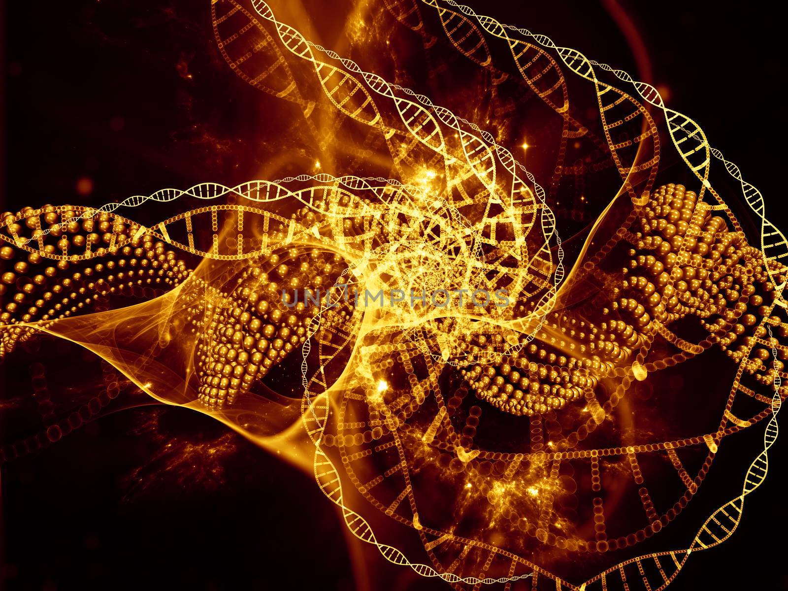 Molecular Dreams series. Composition of conceptual atoms, molecules and fractal elements with metaphorical relationship to biology, chemistry, technology, science and education