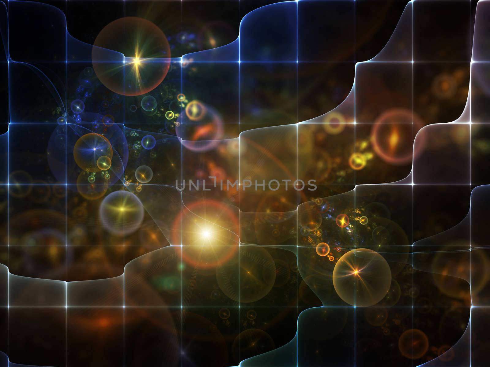 Geometry of Space series. Artistic background made of conceptual grids, curves and fractal elements for use with projects on physics, mathematics, technology, science and education