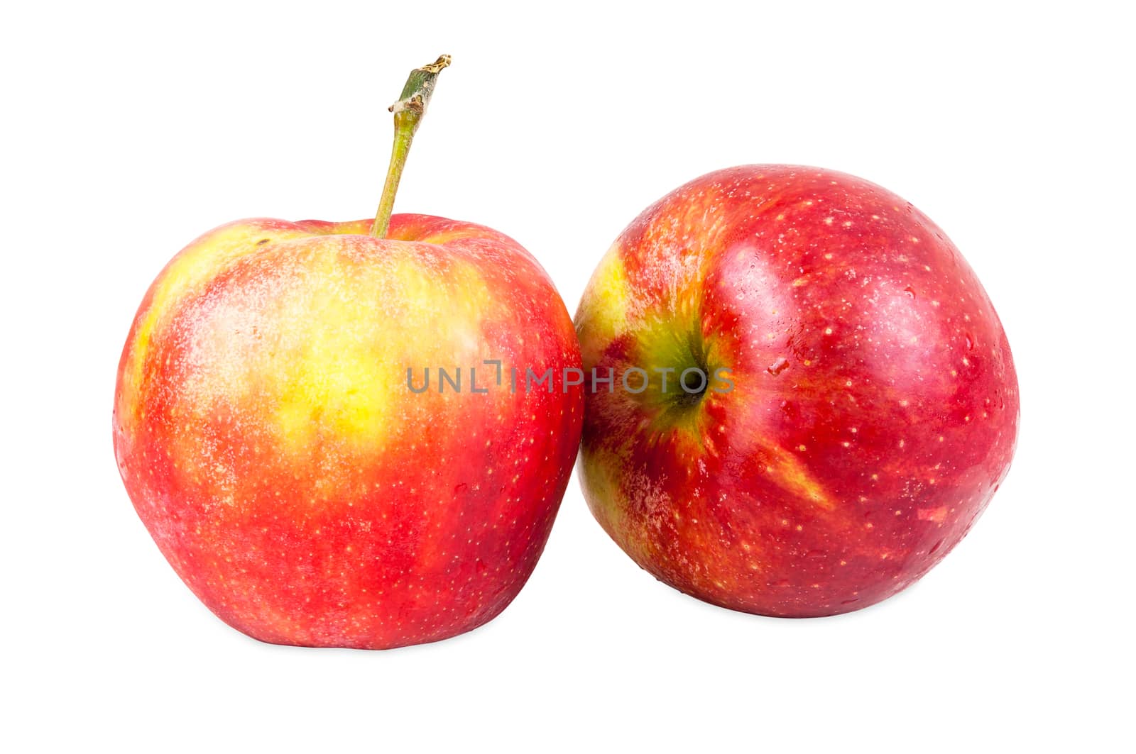 Fresh red apples isolated on white background with clipping path