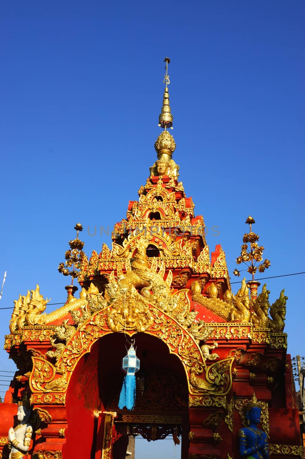 The beautiful entrance gate of Wat Sri Mung Muang,Chiangrai,Thailand