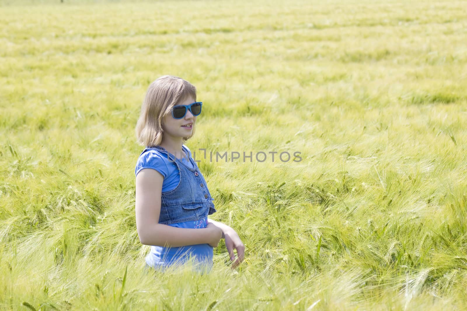 young girl in the field of barley by miradrozdowski